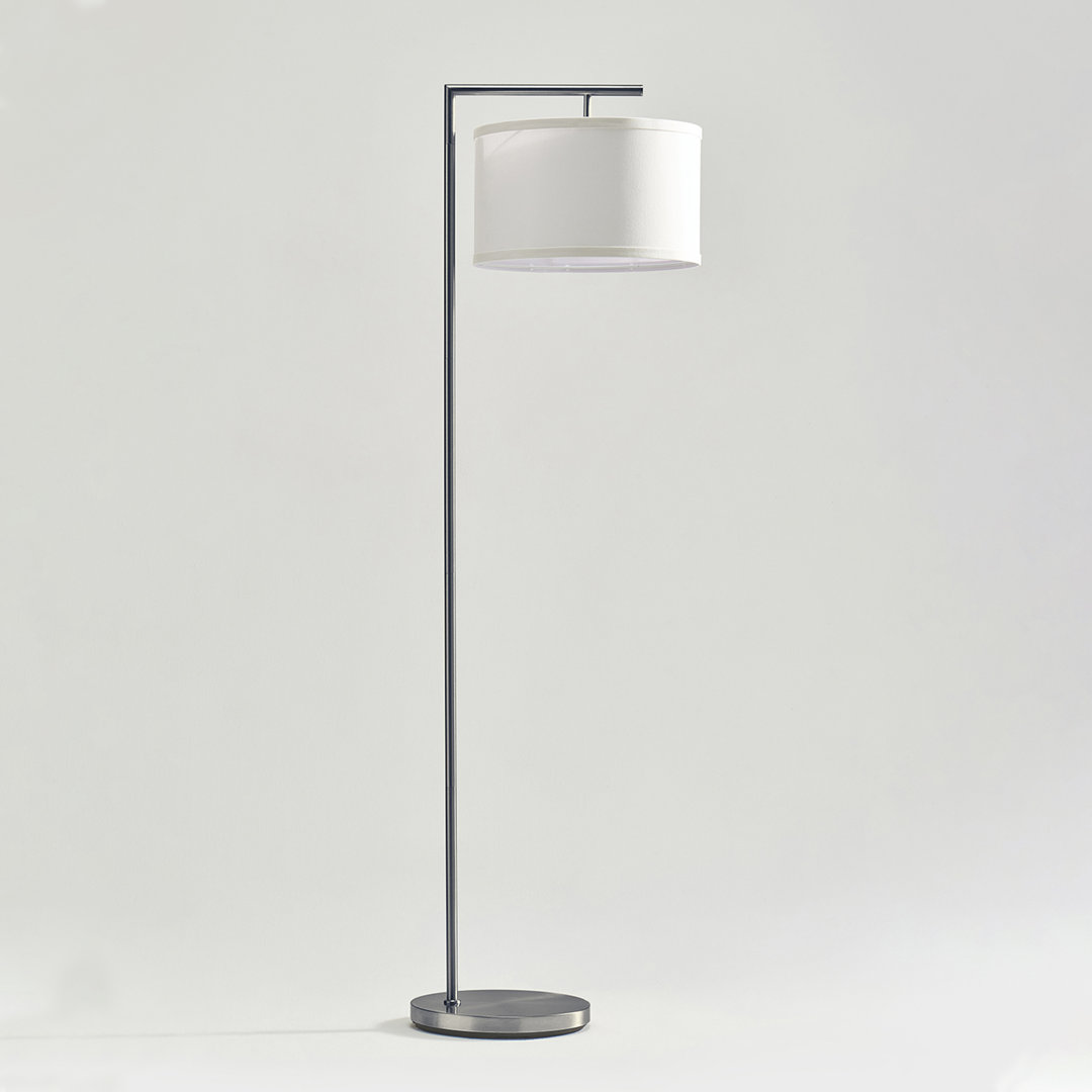 Montage Modern 60 in. Mid-Century Modern LED Floor Lamp with Fabric Drum Shade